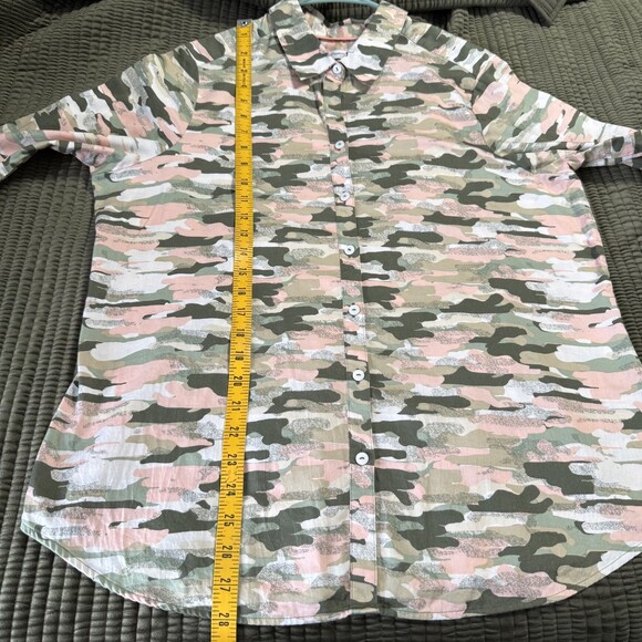 Foxcroft Heritage Non Iron Fitted Button Down Shirt Size 14 Neutral Camo - Picture 9 of 11